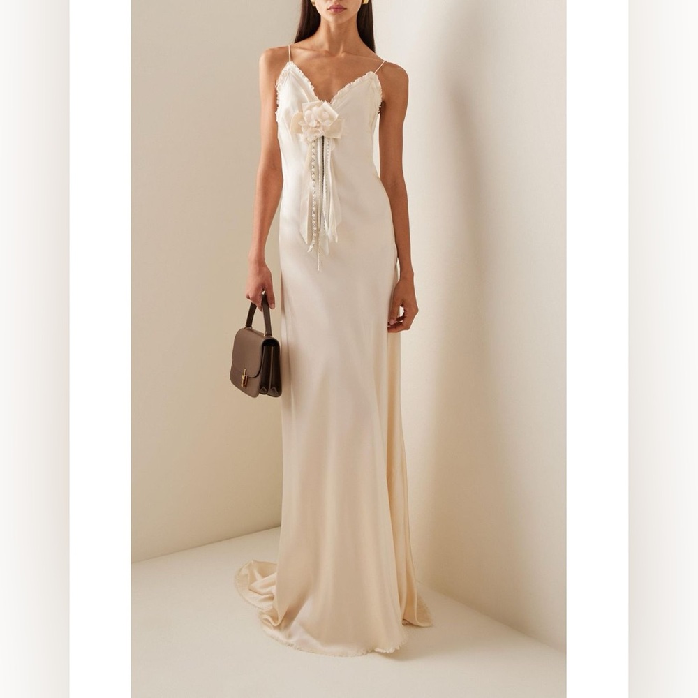 Elizabella Silk Maxi Dress by LoveShackFancy in White / Cream Size P